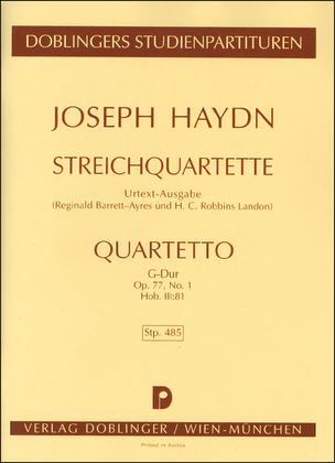 Book cover for Streichquartett G-Dur op. 77 / 1