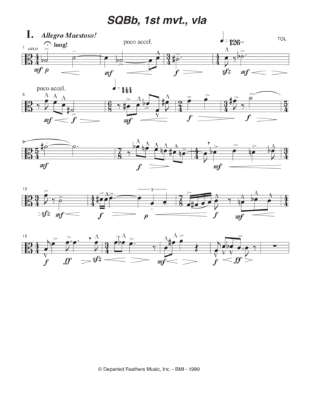 String Quartet on B-flat (1989-90, rev. 1993) viola part