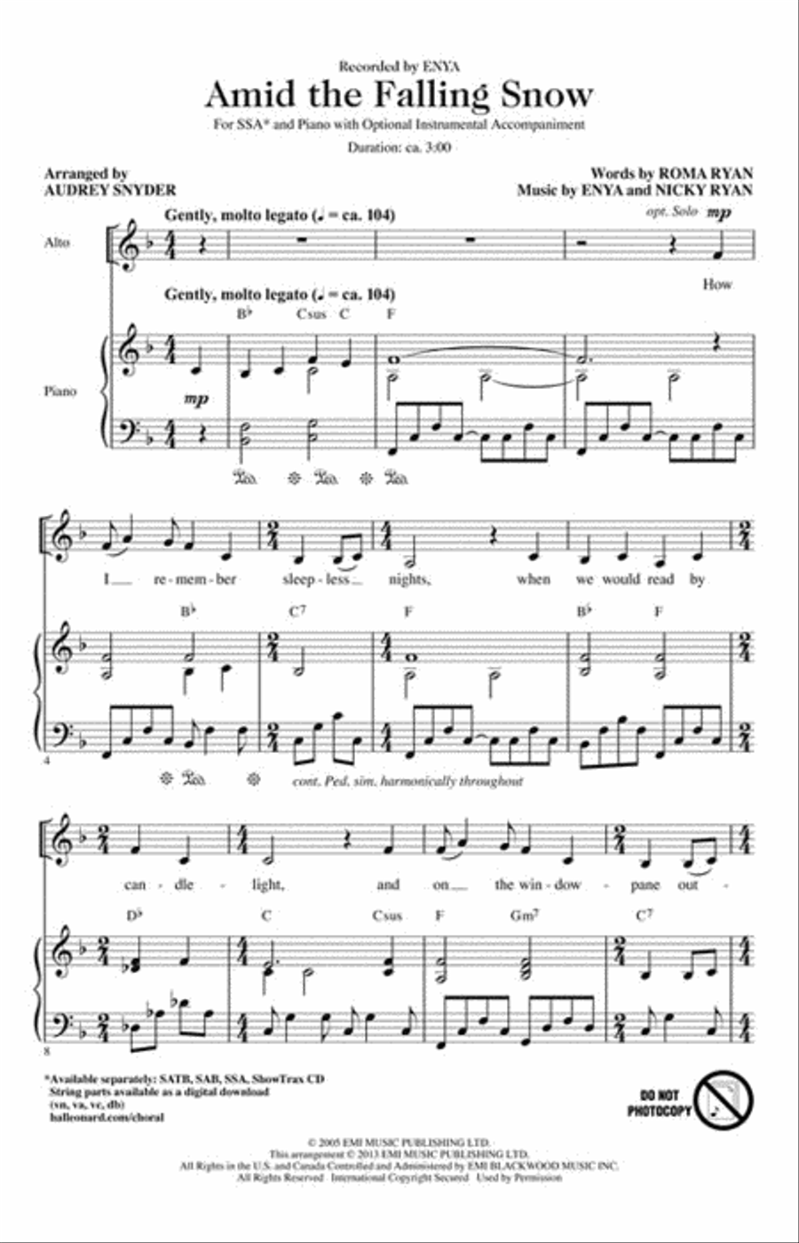 Amid the Falling Snow SSA scores gallery preview page 2