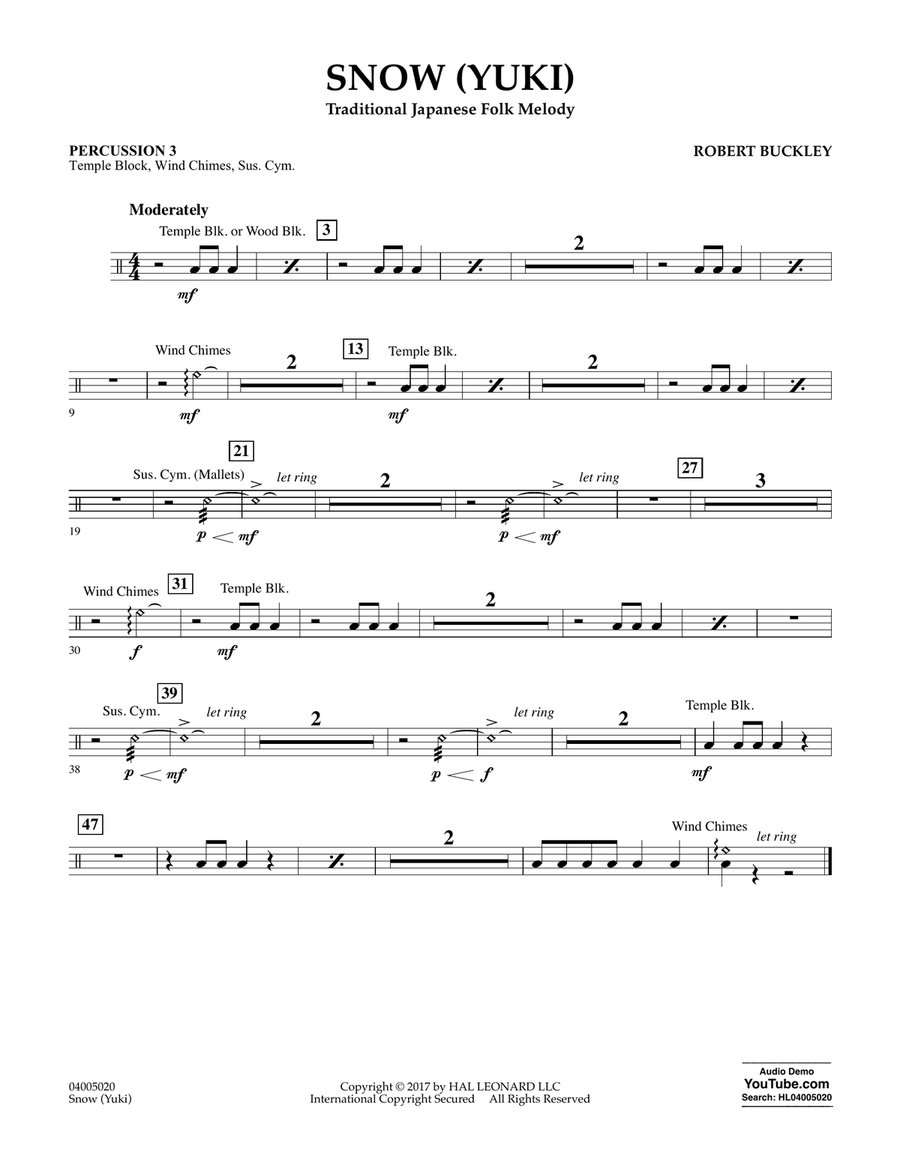 Snow (Yuki) - Percussion 3 Concert Band scores gallery preview page 1