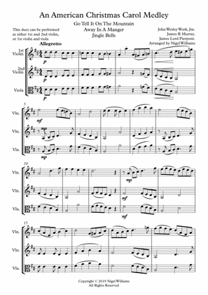 An American Christmas Carol Medley, for Violin Duet or Violin and Viola