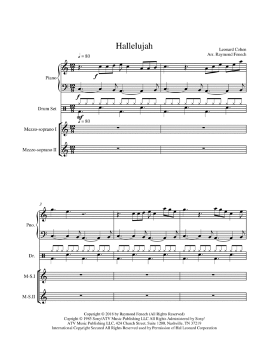 Hallelujah Medium Voice scores gallery preview page 4