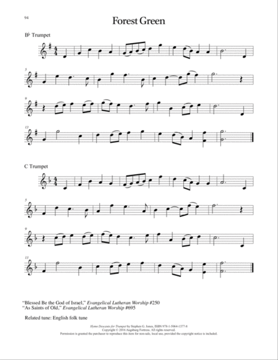Hymn Descants for Trumpet C Trumpet scores gallery preview page 95