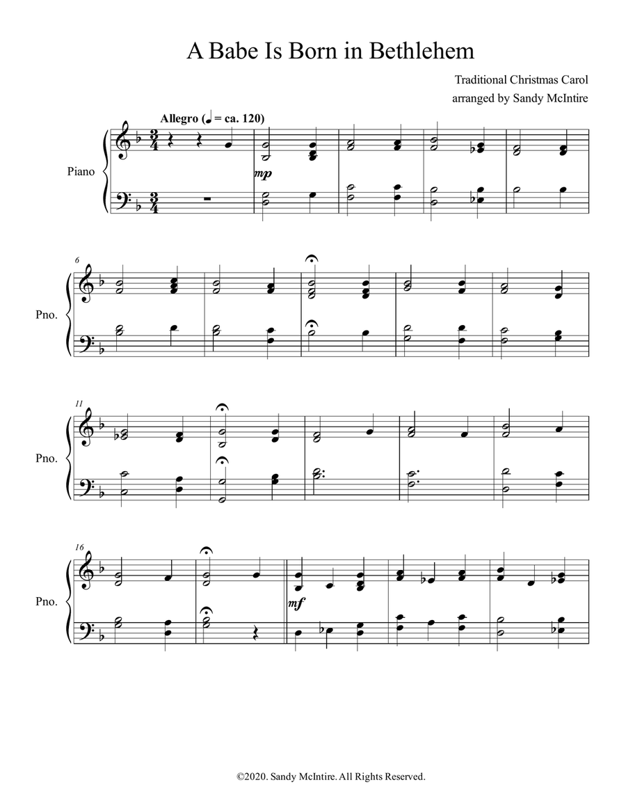 A Babe Is Born in Bethlehem Small Ensemble scores gallery preview page 1