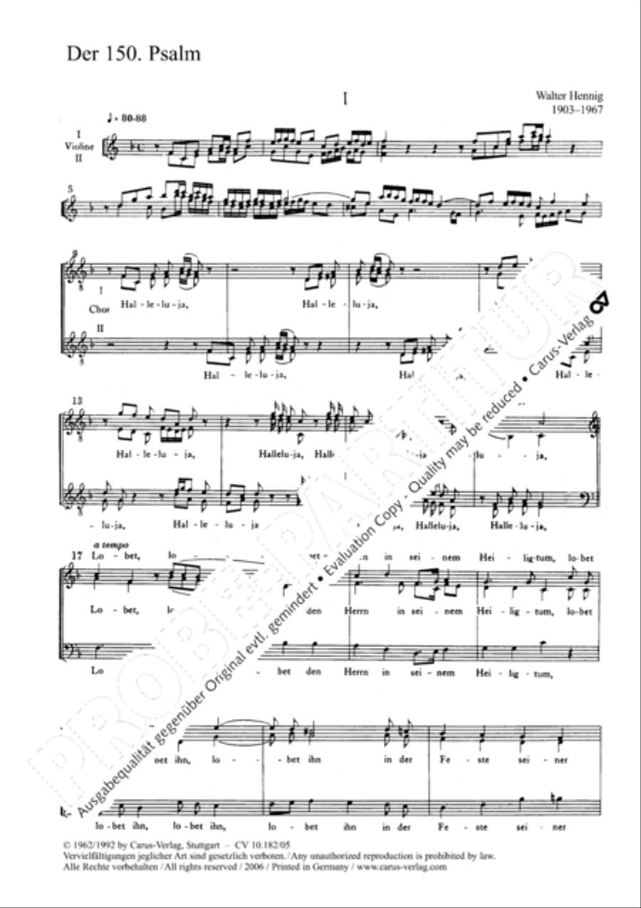 Psalm 150 (Der 150. Psalm) Unison Choir scores gallery preview page 3