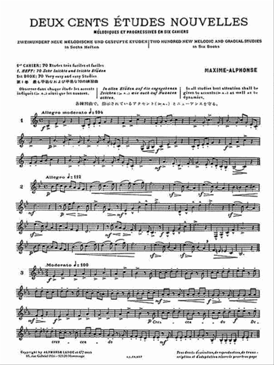 Deux cents Études Nouvelles Mélodiques et Progressives Pour Cor – Cahier 1: 70 Études Très Faciles Horn scores gallery preview page 2