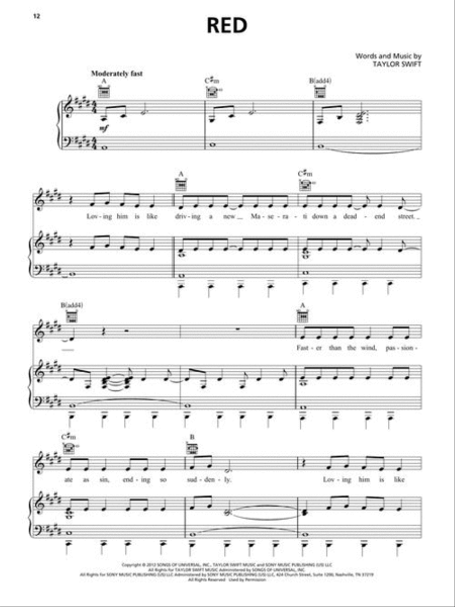 Taylor Swift – Red (Taylor's Version) Piano, Vocal, Guitar scores gallery preview page 5