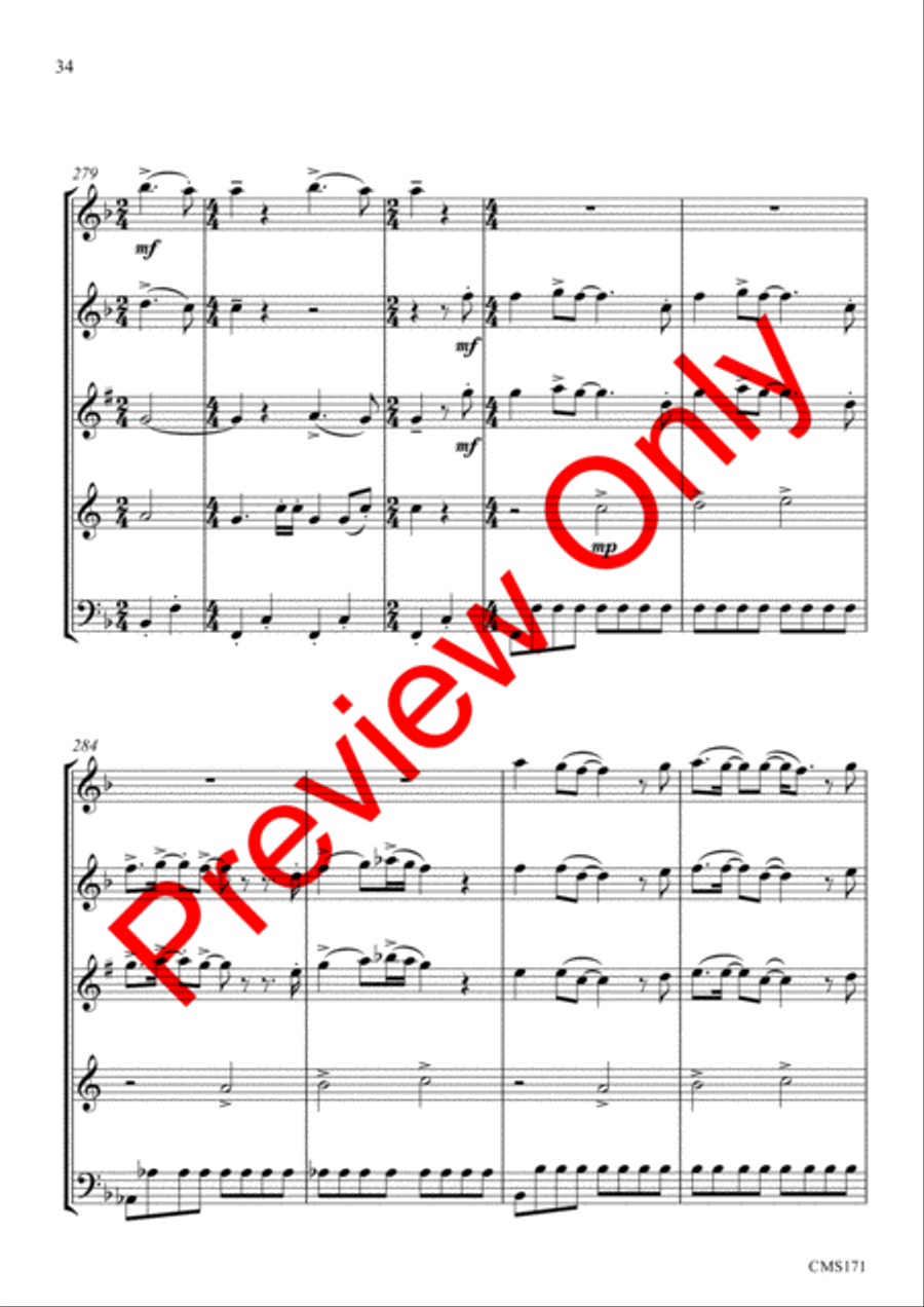 Queen Medley Fantasy Woodwind Quintet scores gallery preview page 37