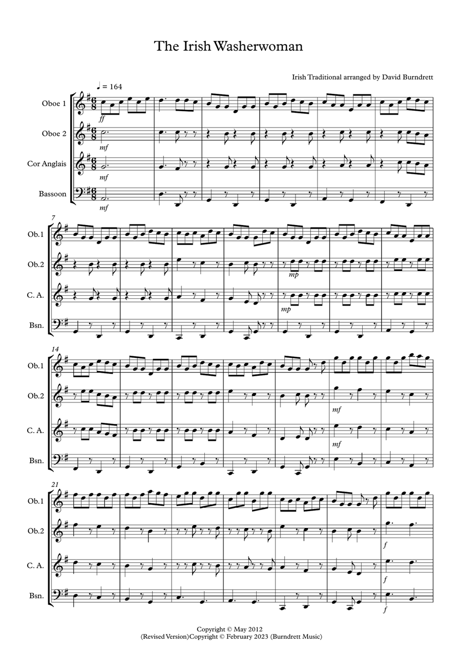 The Irish Washerwoman for Double Reed Quartet