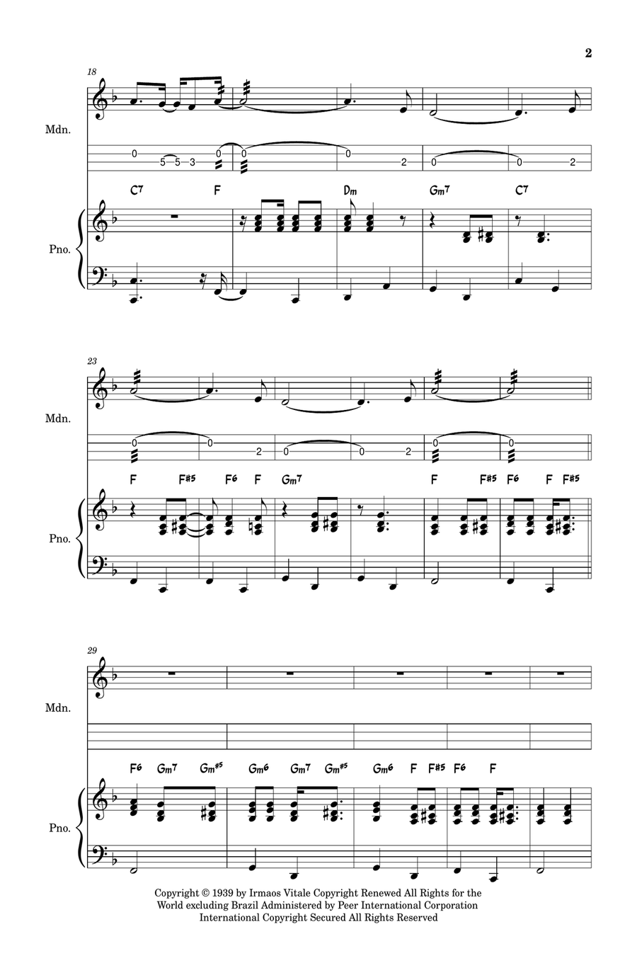 Aquarela Brasileira (Aquarela Do Brasil) (Brasil) Mandolin scores gallery preview page 2