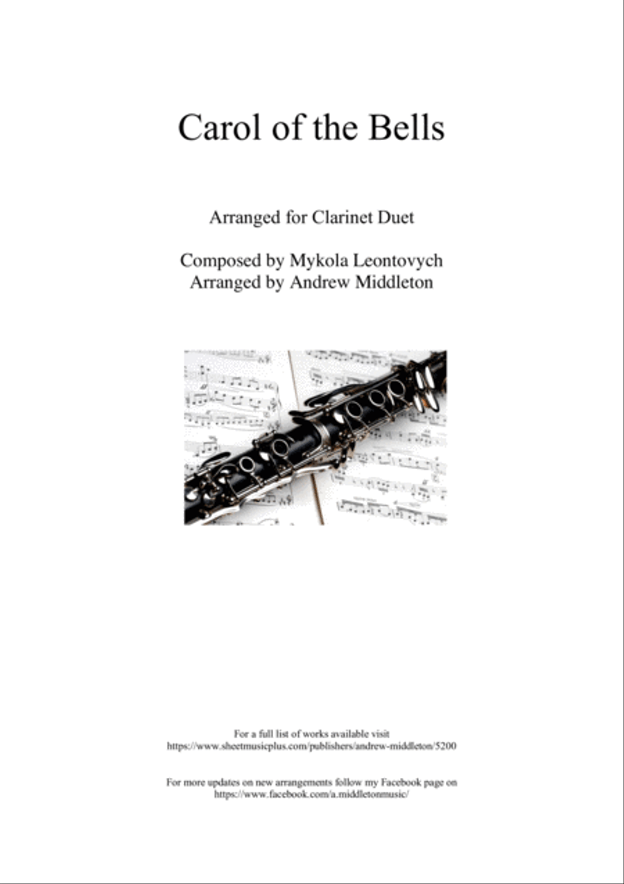 Carol of the Bells arranged for Clarinet Duet Clarinet Duet scores gallery preview page 1