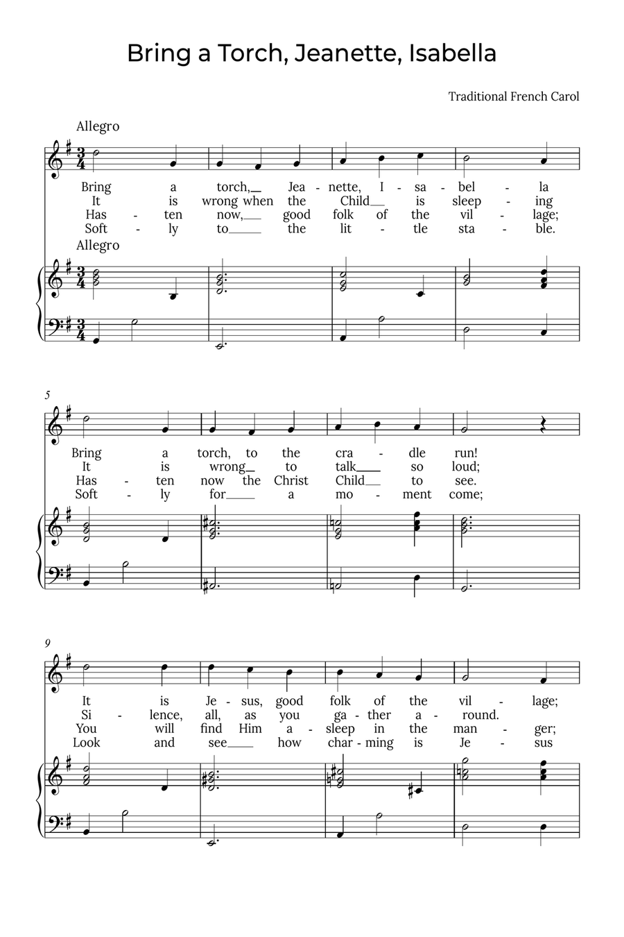 Bring a Torch, Isabella - Sobrano in G, Jeanette Soprano Voice scores gallery preview page 1