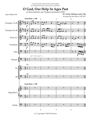 O God, Our Help In Ages Past for Brass Quintet, Timpani, Keyboard, SATB Voices