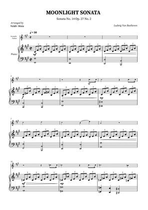 Moonlight Sonata for Acoustic Guitar and Piano Accompaniment