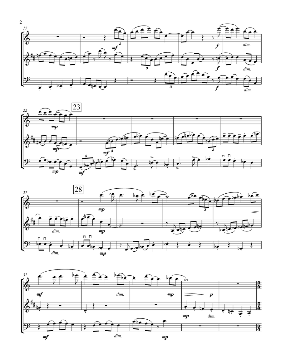 Three Jazzy Pieces for Flute, Clarinet and Cello Small Ensemble scores gallery preview page 2