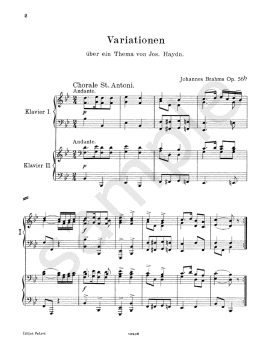 Haydn Variations 2 Pianos, 4-Hands scores gallery preview page 2