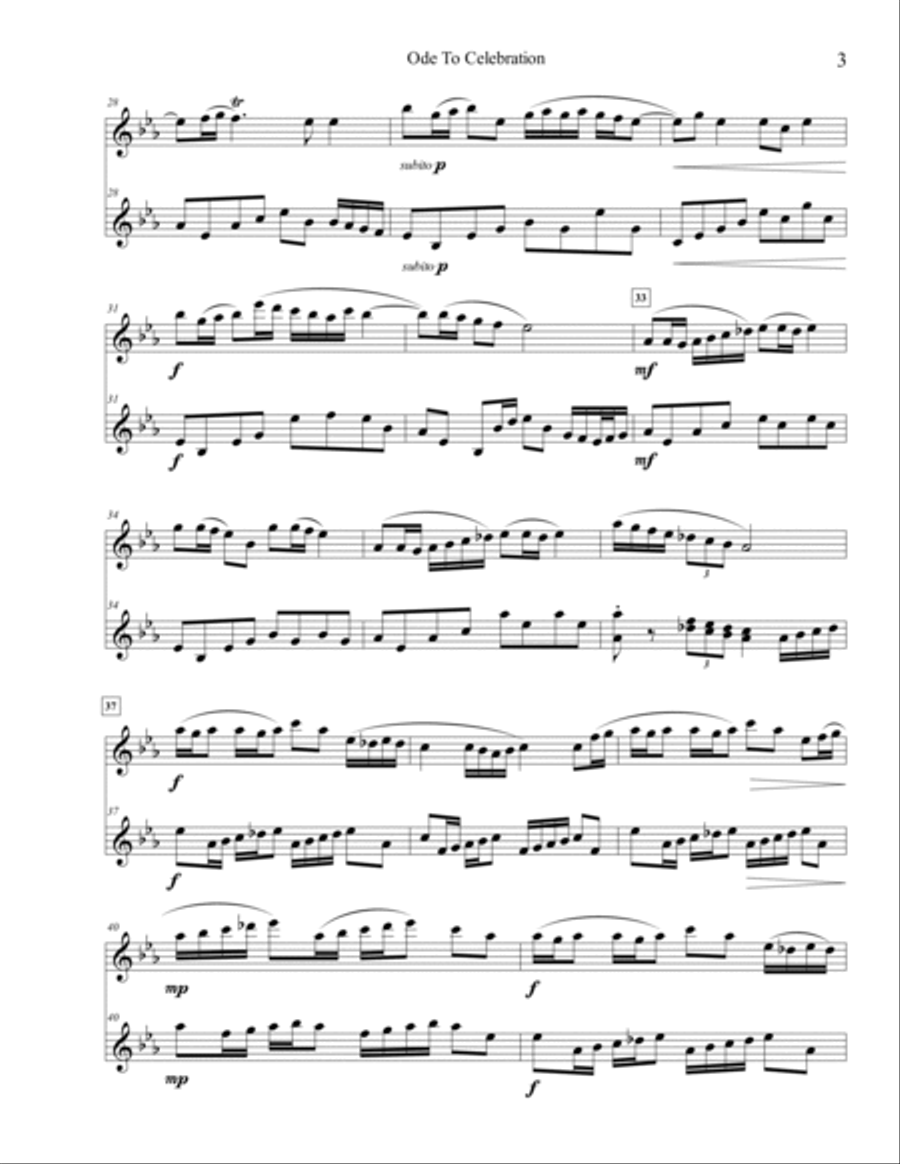 Ode to Celebration (Duet for Flute and 3-Octave Marimba) Flute scores gallery preview page 4