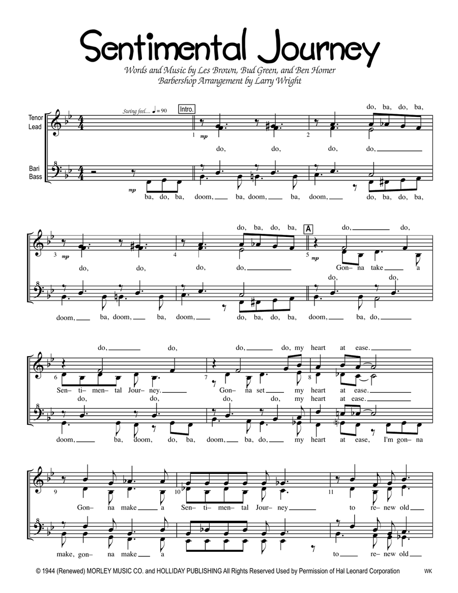 Sentimental Journey SSAA scores gallery preview page 1