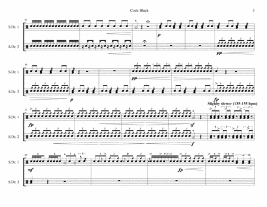 Code Black - Marching Snare Duet Marching Band scores gallery preview page 3