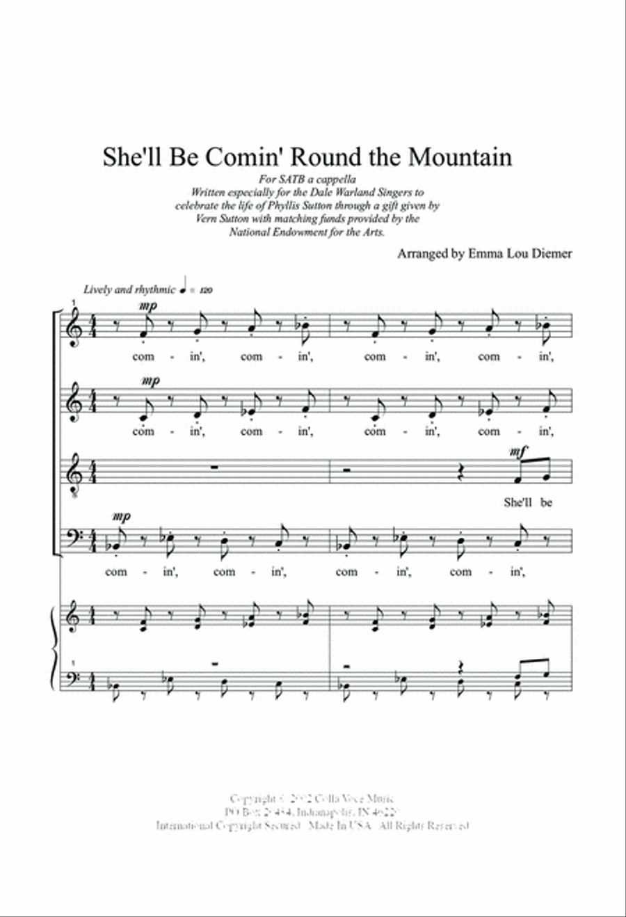 She'll Be Comin' Round The Mountain 4-Part scores gallery preview page 2