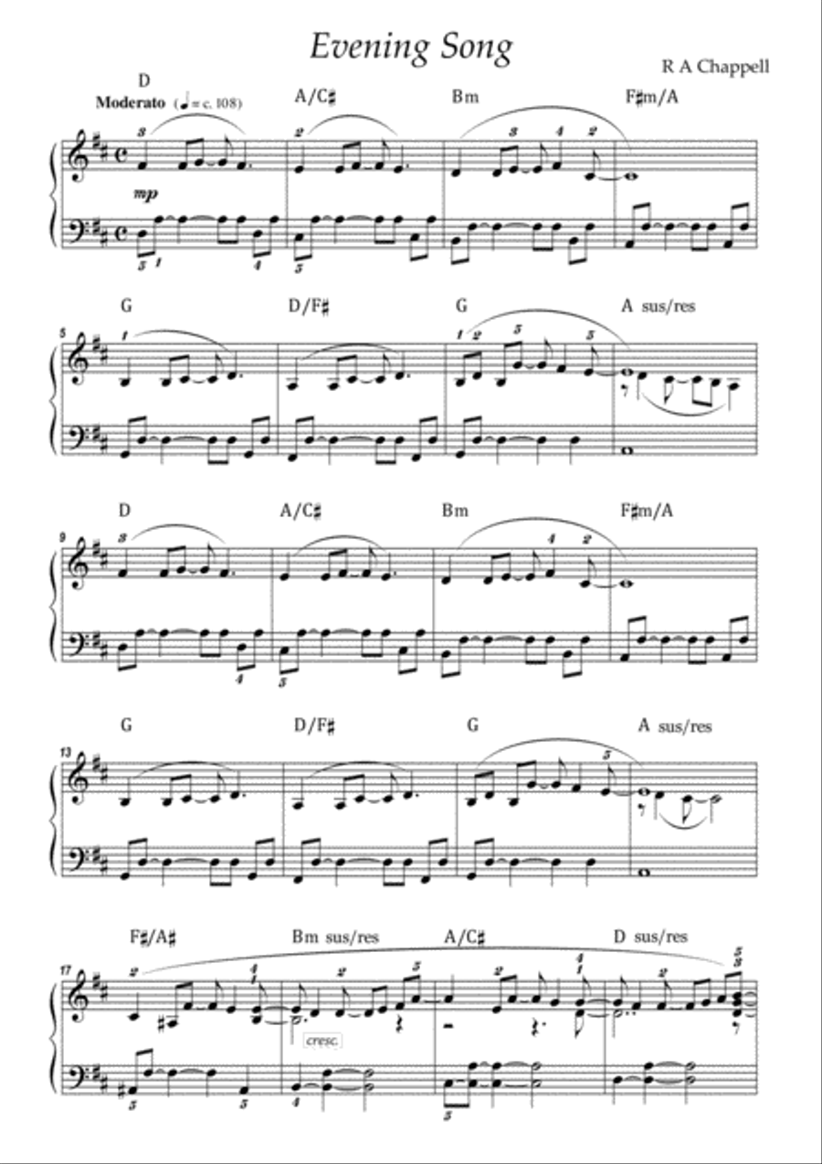 Evening Song Piano Solo scores gallery preview page 1