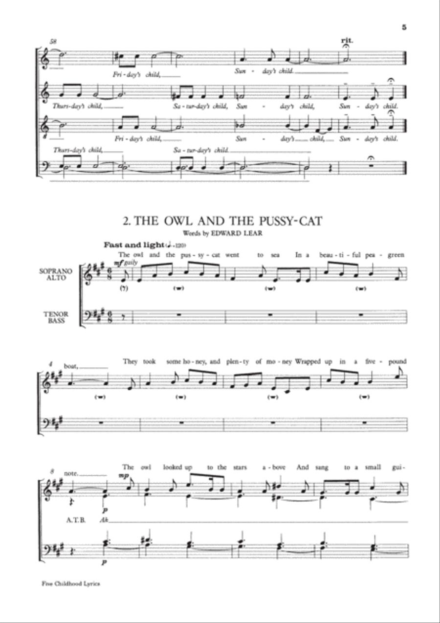 Five Childhood Lyrics Divisi scores gallery preview page 5