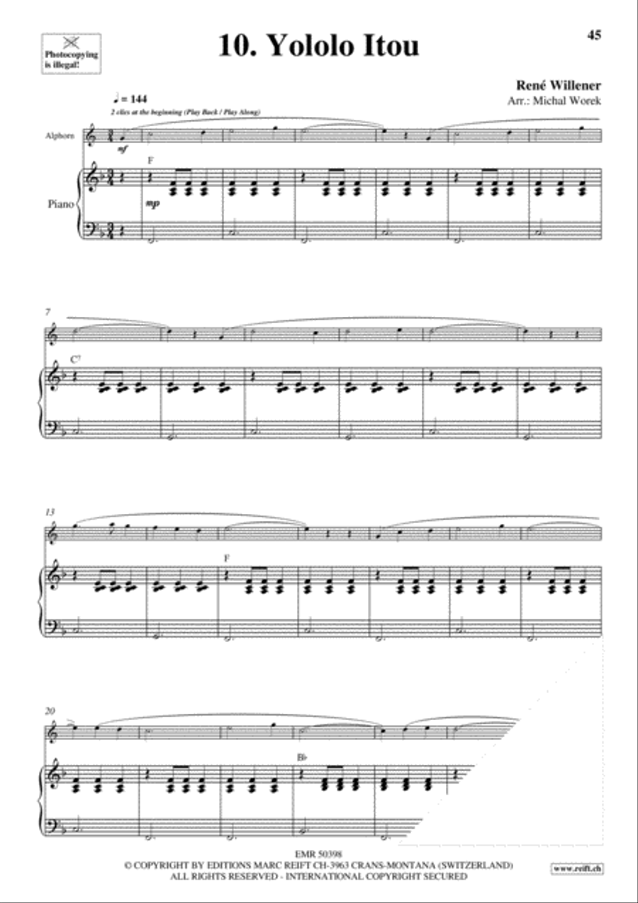 20 Alphorn Solos Volume 2 Piano Accompaniment scores gallery preview page 12