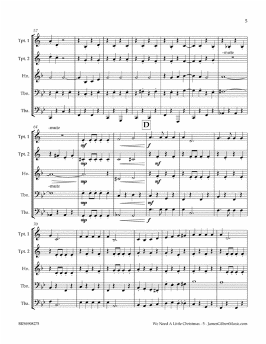 We Need A Little Christmas Brass Ensemble scores gallery preview page 5