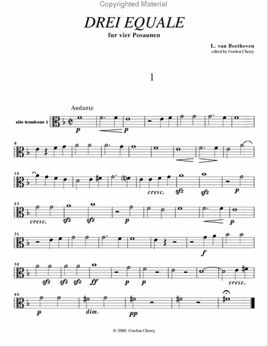 Drei (Three) Equale for Trombone Quartet Trombone Quartet scores gallery preview page 3