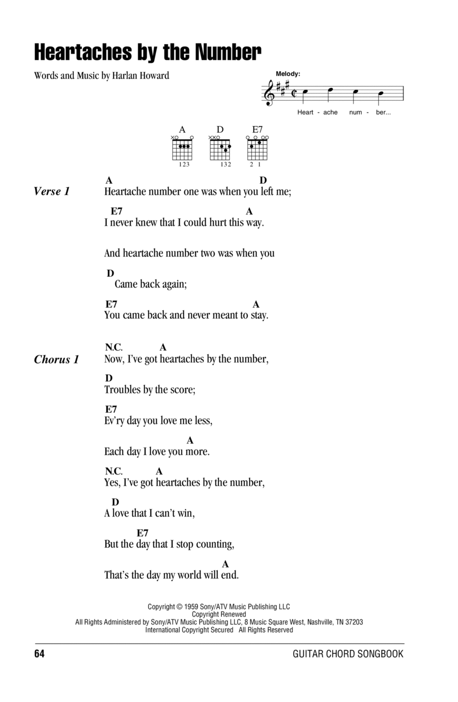 Heartaches By The Number Electric Guitar scores gallery preview page 1