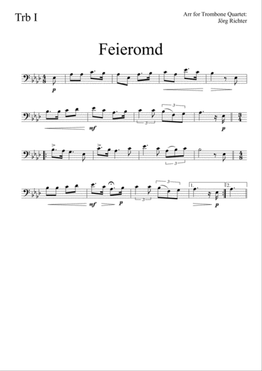 Feieromd (End of Work) - Traditional German Song for Trombone Quartet Brass Quartet scores gallery preview page 3