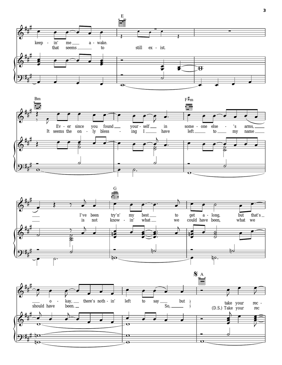 You'll Think Of Me You'll Think Of Me Piano, Vocal, Guitar scores gallery preview page 3