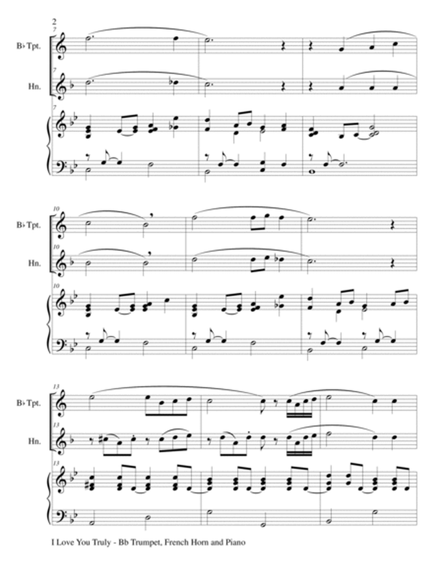 I LOVE YOU TRULY (Trio – Bb Trumpet, French Horn, and Piano with Score and Parts) image number null