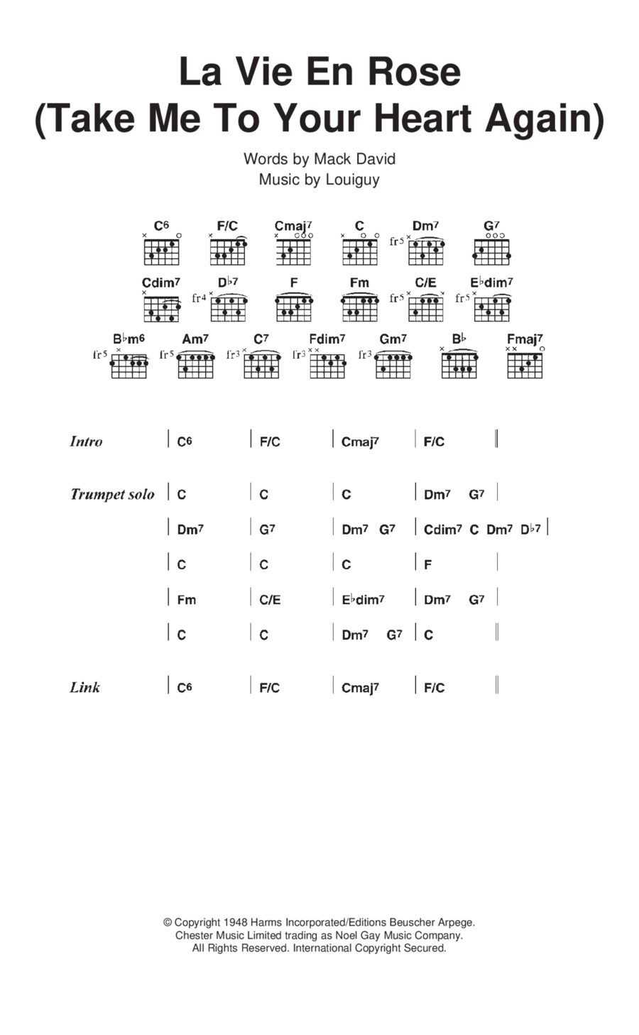 La Vie En Rose (Take Me To Your Heart Again) Acoustic Guitar scores gallery preview page 1