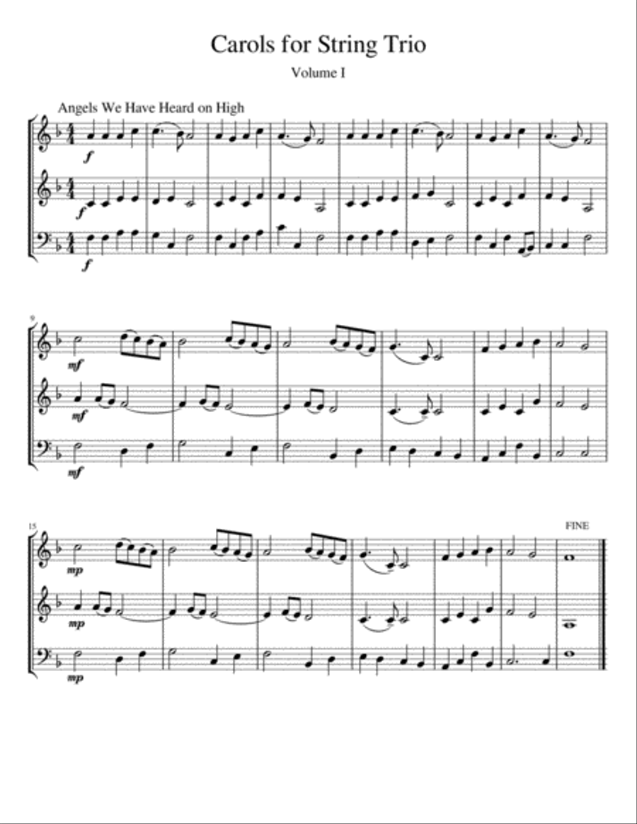 Carols for String Trio (two violins and cello), Volume I String Trio scores gallery preview page 2