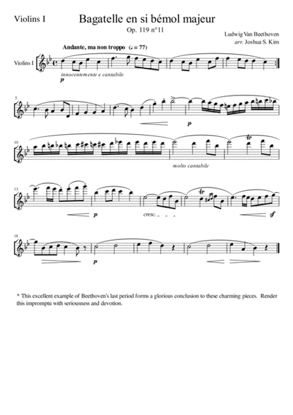 Bagatelle No. 11 (Op. 119) for String Ensemble image number null