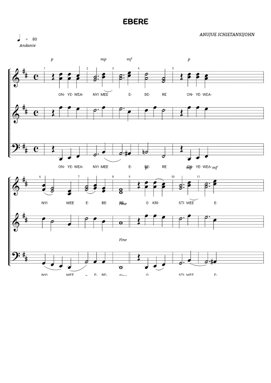 MEE EBERE A Cappella scores gallery preview page 1