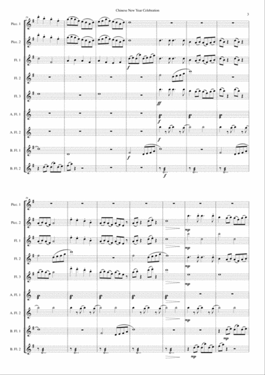 Chinese New Year Celebration for flute choir Chinese New Year Celebration for flute choir Chamber Orchestra scores gallery preview page 3