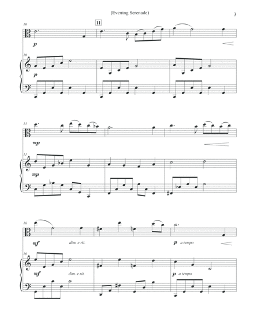 Evening Serenade - Viola & Piano Viola scores gallery preview page 3