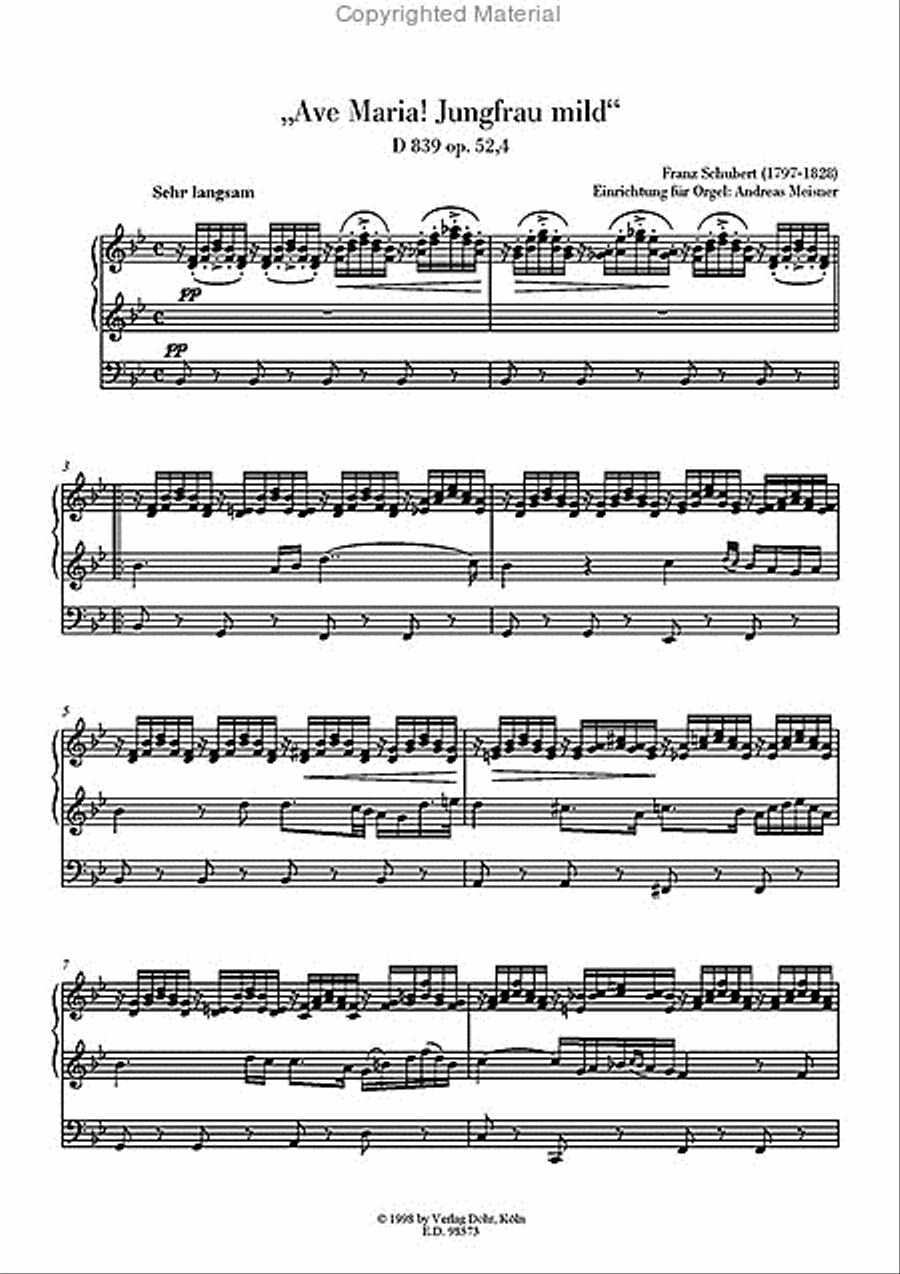 Ave Maria B-Dur op. 52,4 D 839 (für Orgel) Organ scores gallery preview page 2