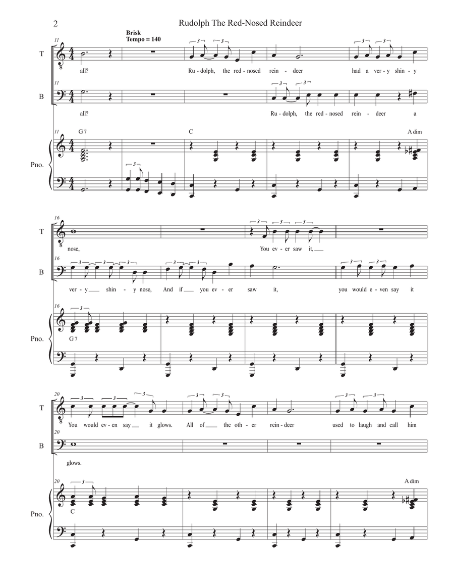 Rudolph The Red-nosed Reindeer Tenor Voice scores gallery preview page 2