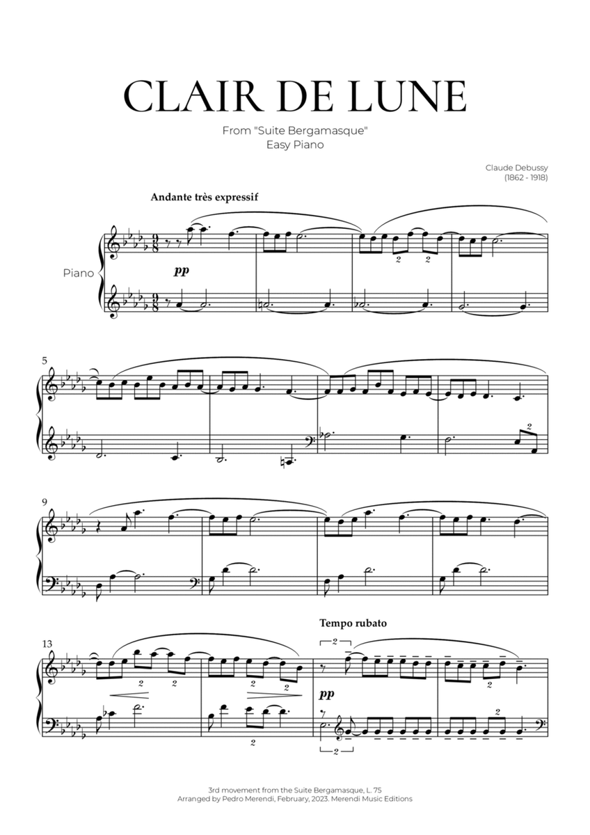 Clair De Lune (Easy Piano) - Debussy