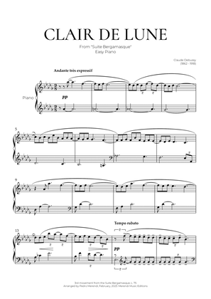 Book cover for Clair De Lune (Easy Piano) - Debussy