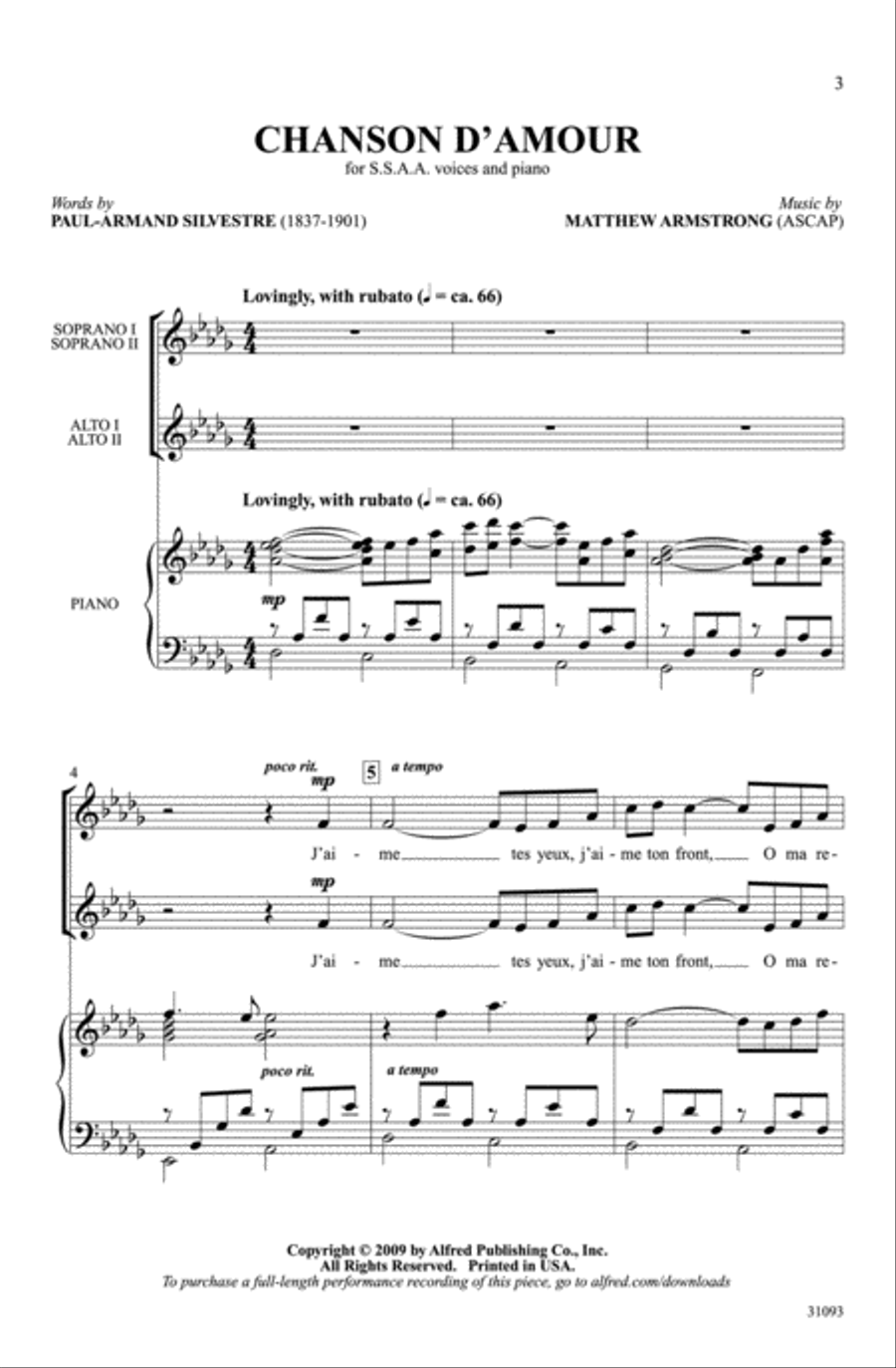 Chanson d'Amour Women's Choir scores gallery preview page 2