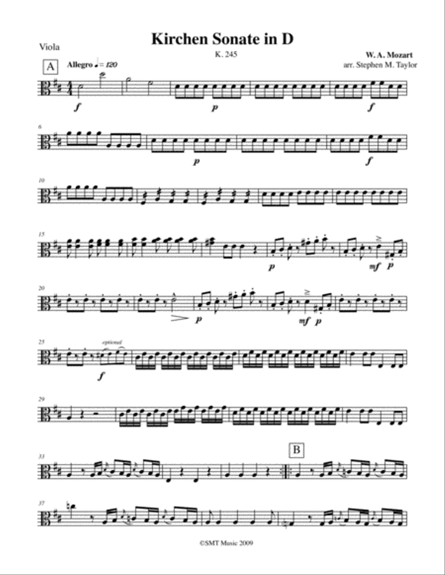 Mozart Church Sonata in D String Orchestra scores gallery preview page 3
