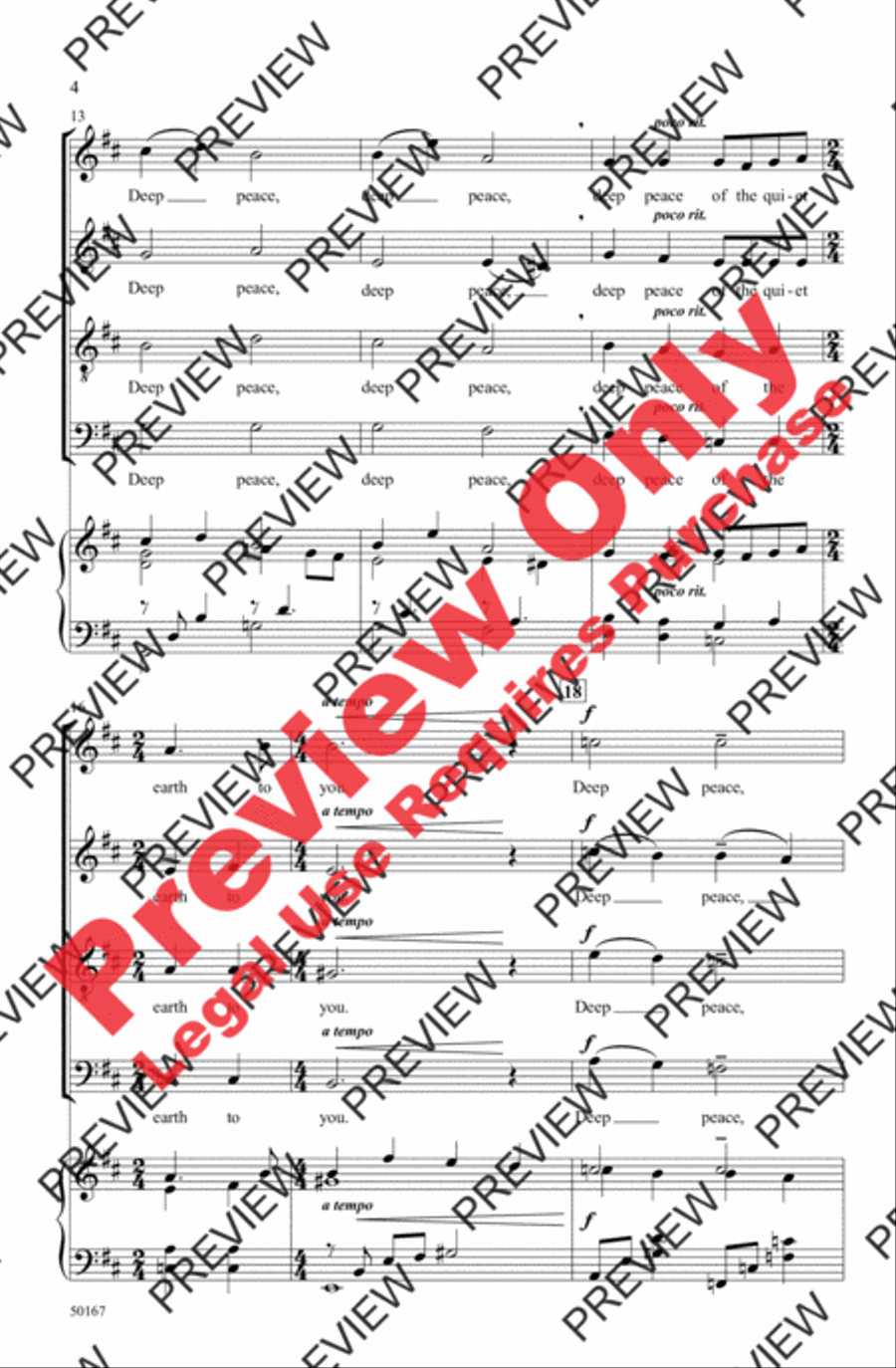 Deep Peace Deep Peace 4-Part scores gallery preview page 4
