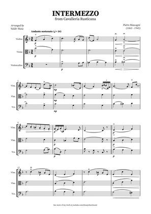 Intermezzo from Cavalleria Rusticana for String Trio in F Major (violin, viola, cello)
