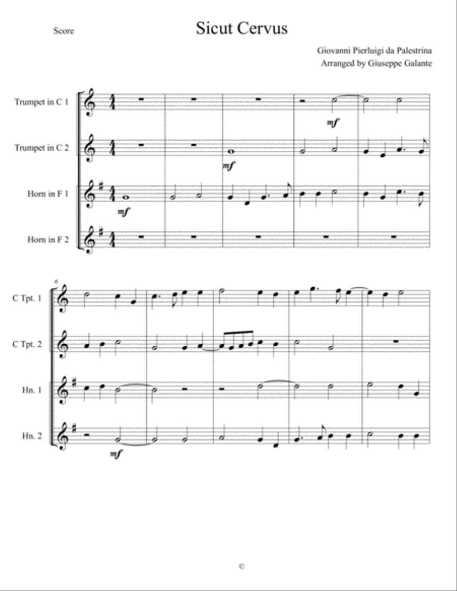 Sicut Cervus Sicut Cervus Brass Ensemble scores gallery preview page 2