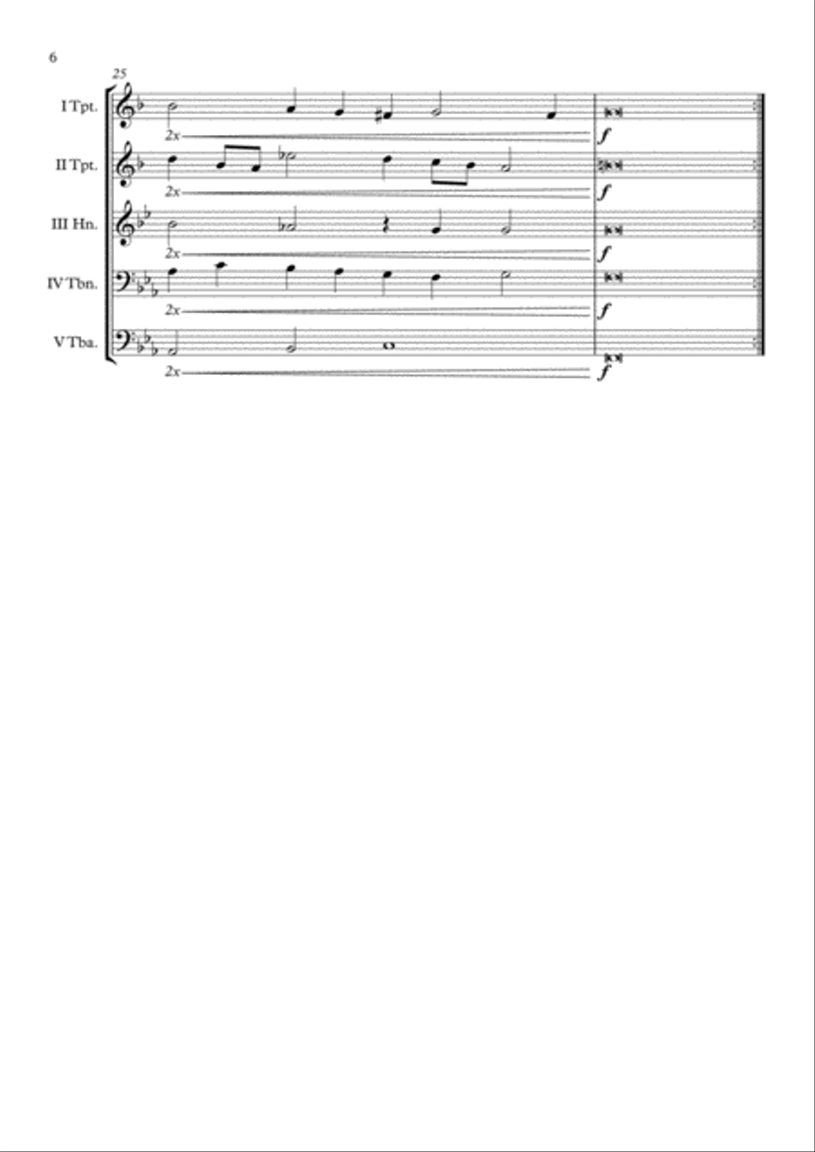 Paduana 6a. (William Brade) Brass Quintet arr. Adrian Wagner Brass Quintet scores gallery preview page 6