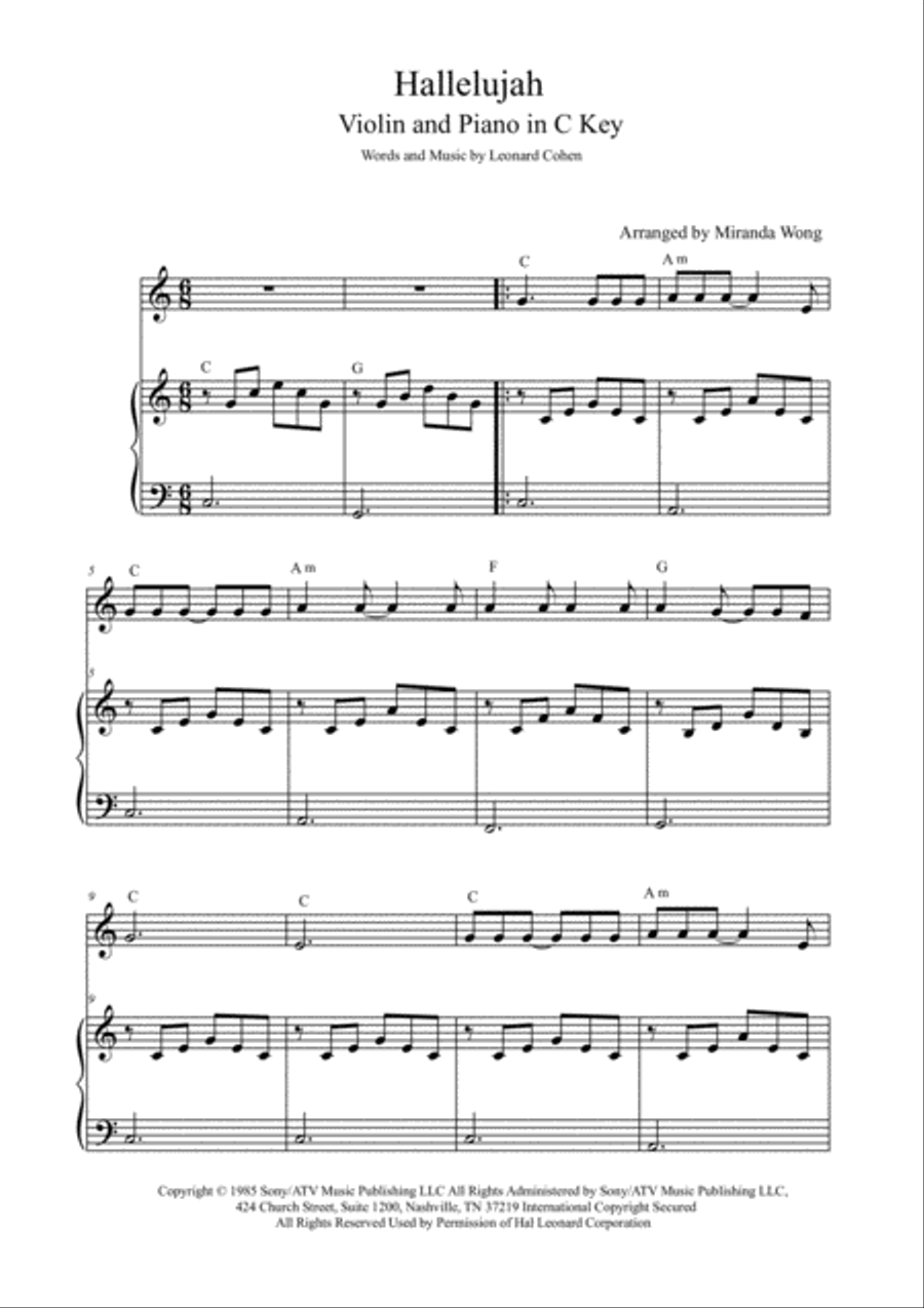 Hallelujah Piano Trio scores gallery preview page 2